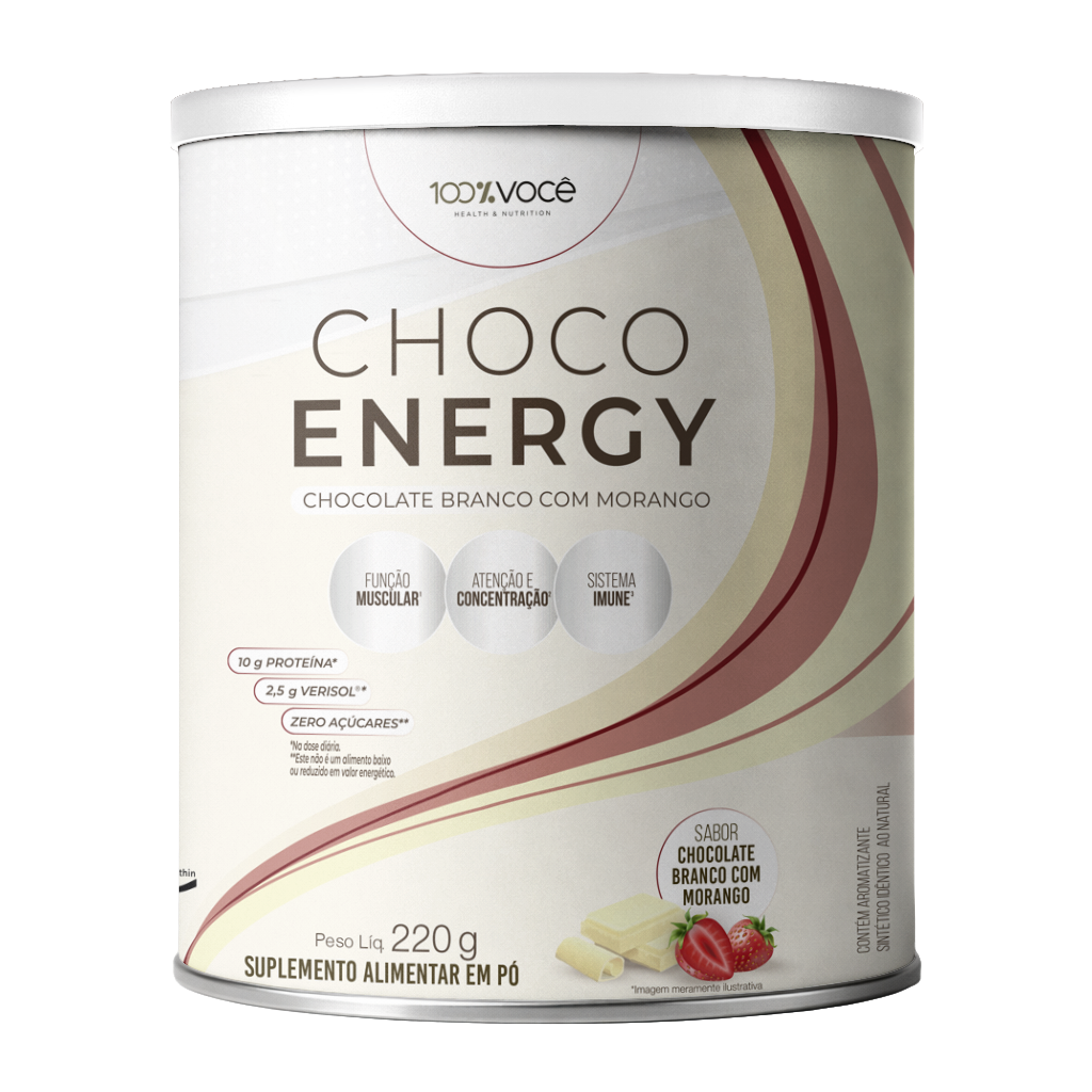 CHOCO ENERGY CHOCOLATE BRANCO COM MORANGO 220G